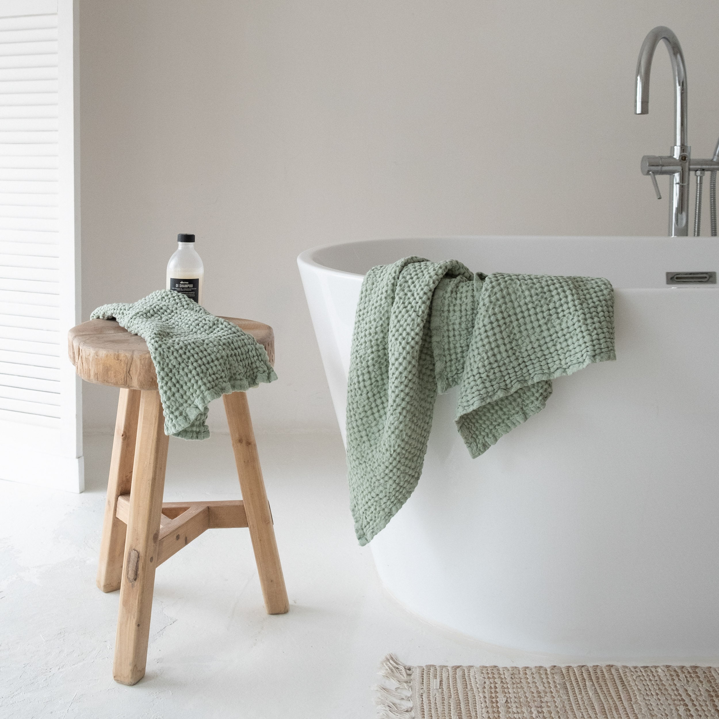 Linen Large waffle towels SET in Sage Green color/Face body Etsy