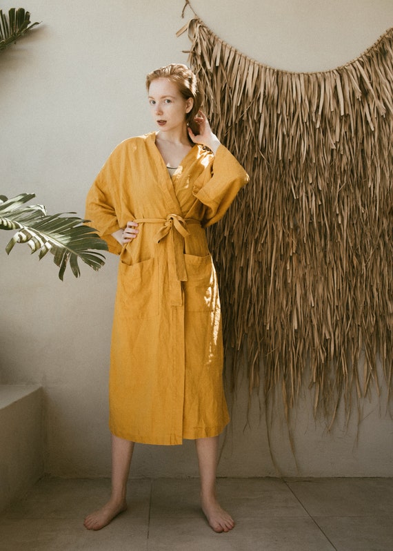 mustard kimono dress