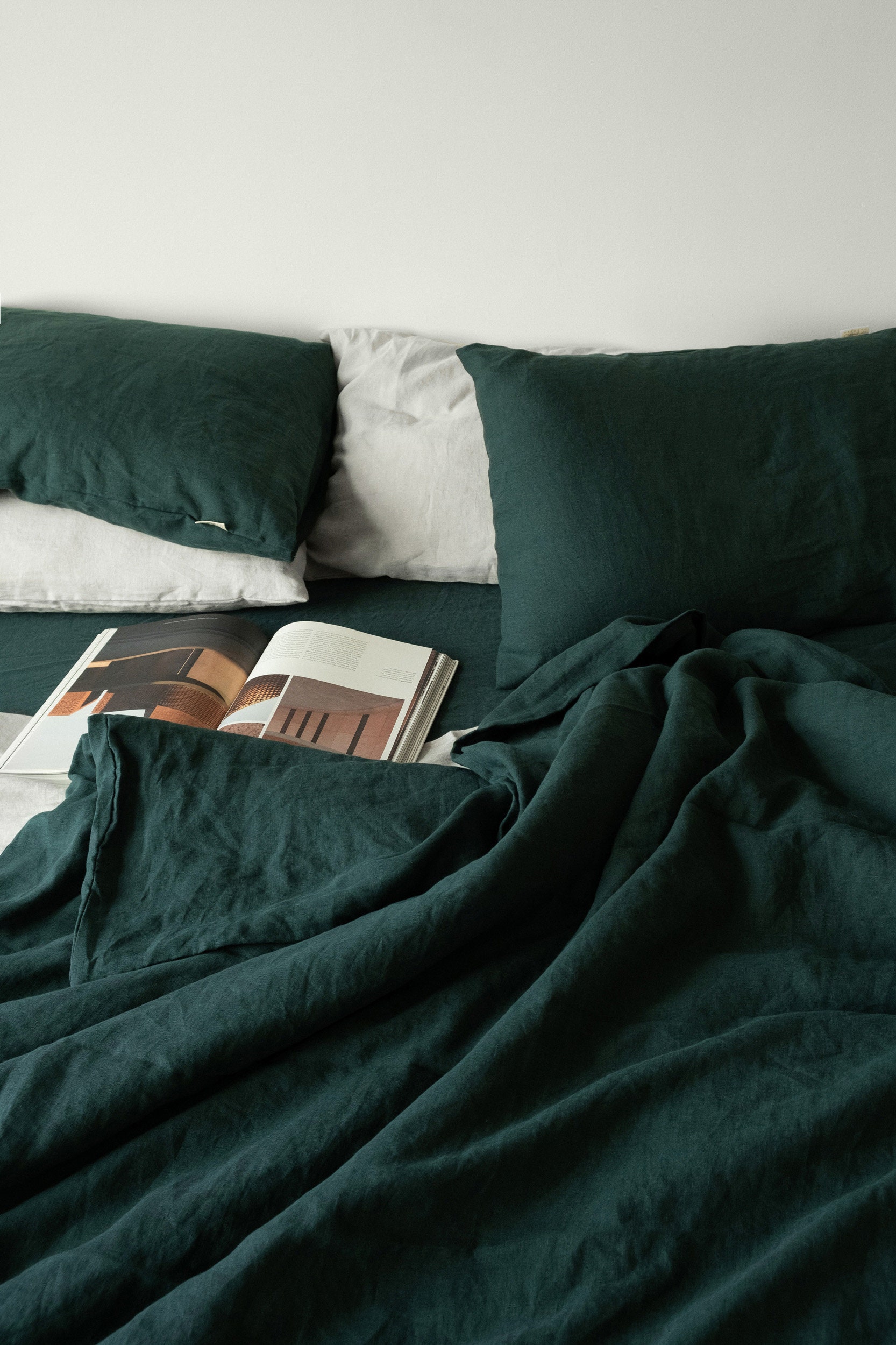 Linen Pillowcase in Emerald Green / Standard Full Queen Etsy