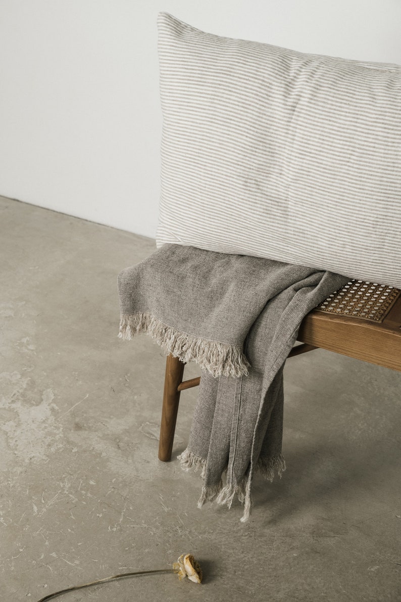 Grey Linen Throw Linen Throw Blanket Light Grey Throw Etsy
