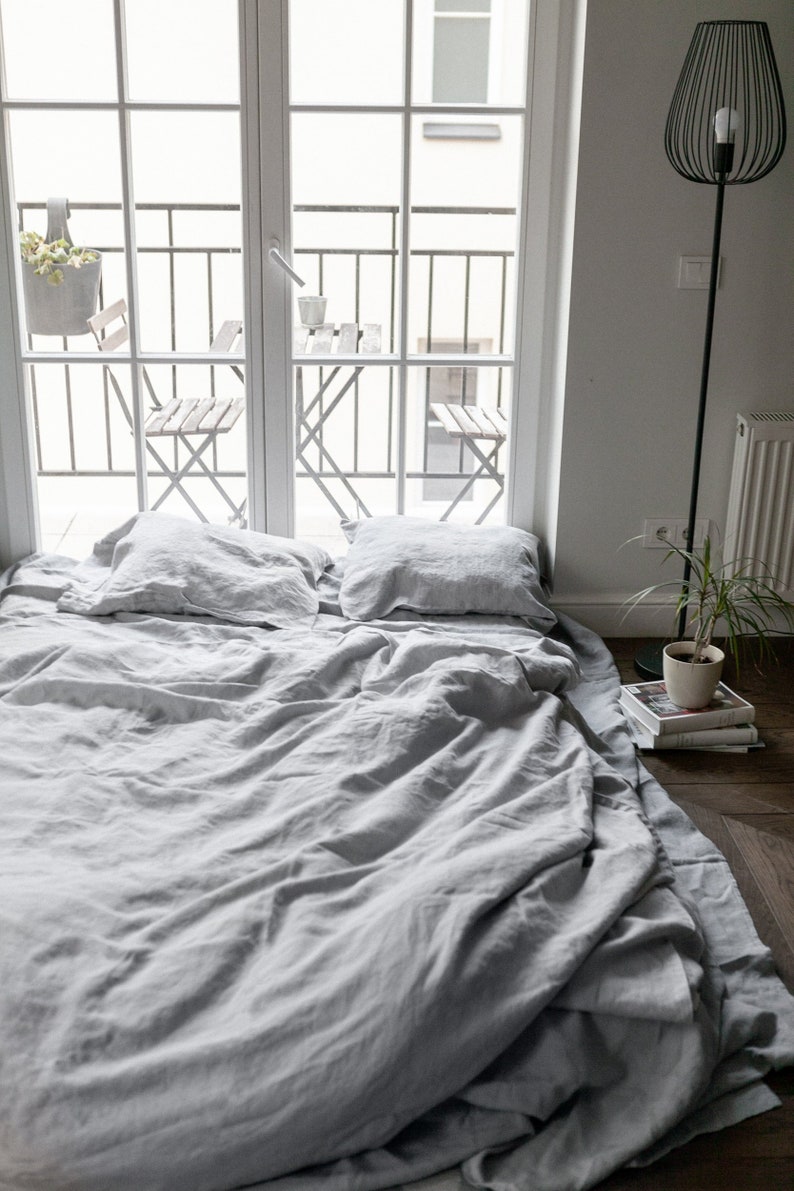 Linen Duvet Cover In Light Gray Stonewashed Linen Bedding Etsy