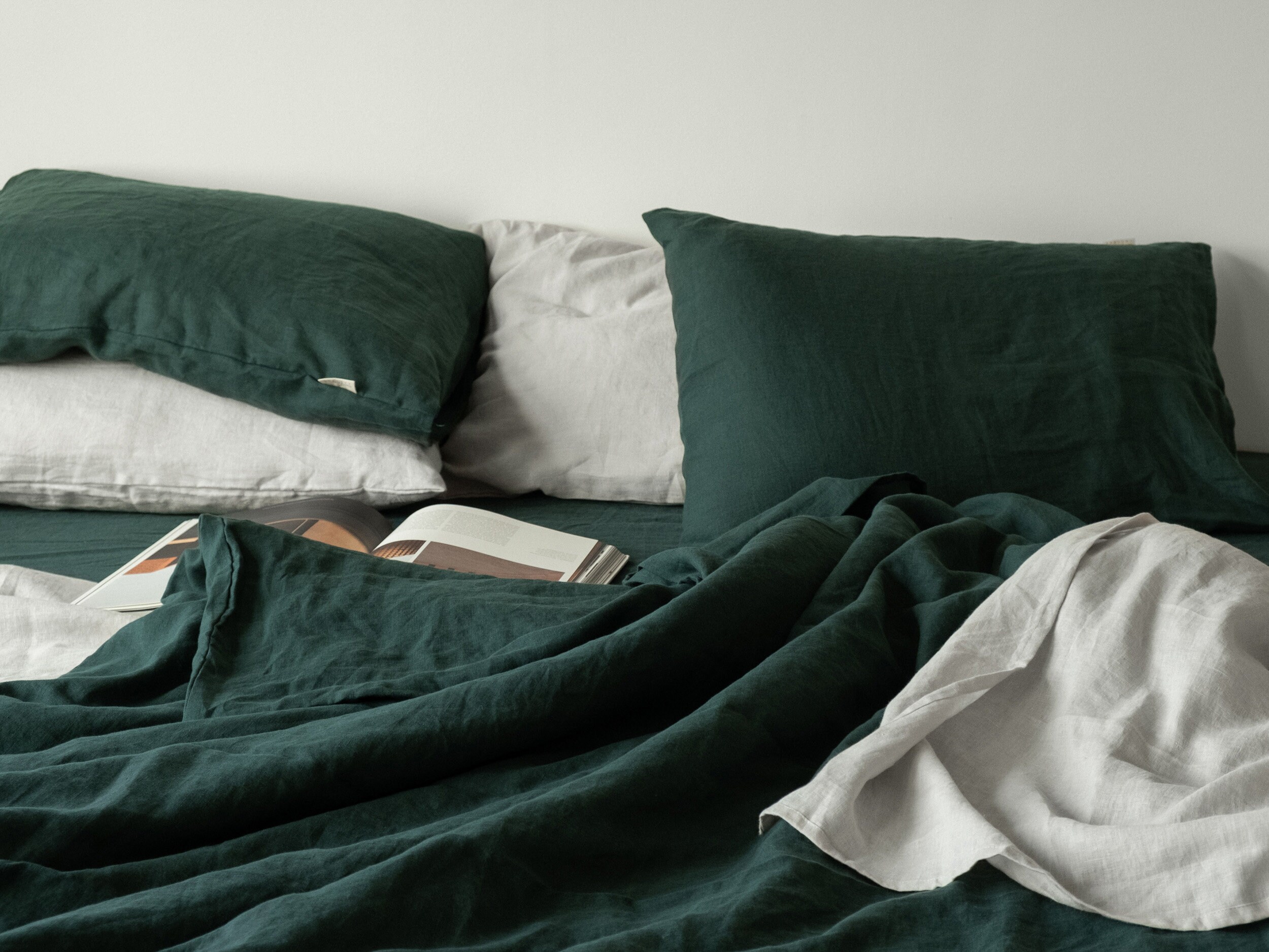 Linen Pillowcase in Emerald Green / Standard Full Queen Etsy