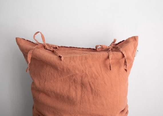 Linen Pillowcase With Thin Ties Various Colors Stone Etsy