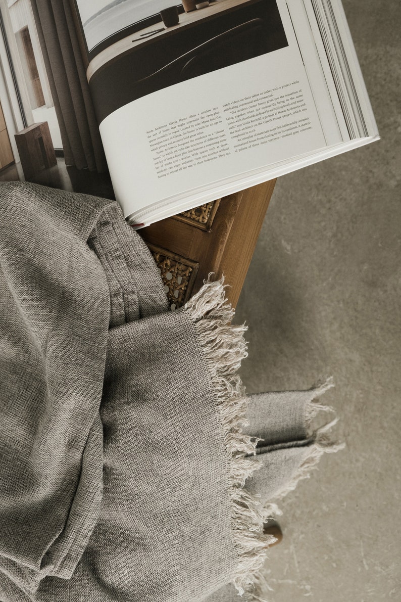 Grey Linen Throw Linen Throw Blanket Light Grey Throw Etsy