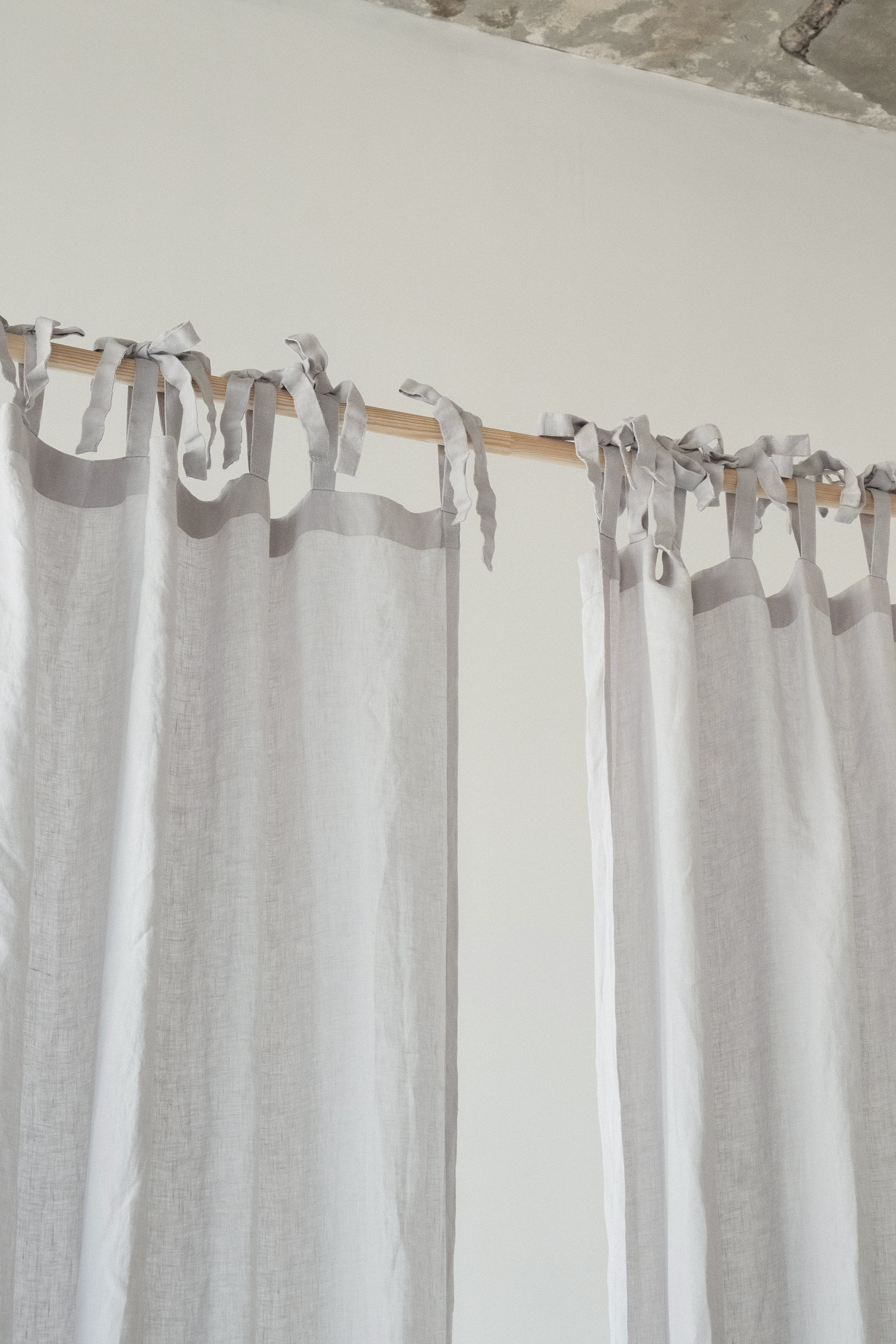 Set of 2 Tie top linen curtain / Linen curtain / Includes 2 Etsy