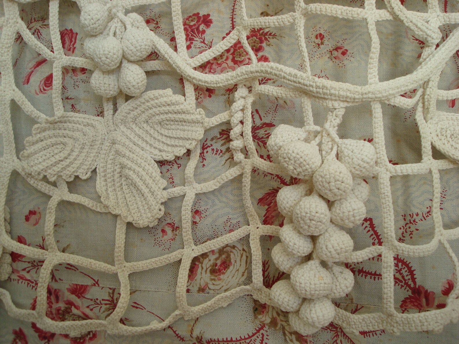 Ancient crochet work ecru 1900 france vine leafy grape bunch Etsy