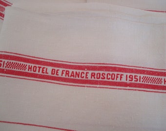 Rare 4 Torchons Anciens Hotel de France Roscoff