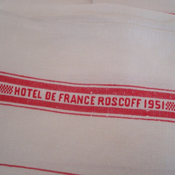 Rare 4 Torchons Anciens Hotel de France Roscoff