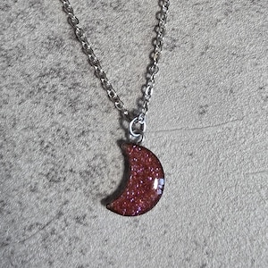 Strawberry Moon Crescent Moon Necklace- Genuine Moondust
