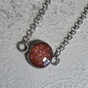 Strawberry Moon Small Floating Moon Necklace- Genuine Moondust
