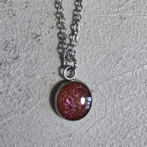 Strawberry Moon Small round Moon Necklace- Genuine Moondust