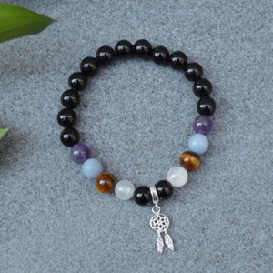 Travel Protection Bracelet- Crystal Healing Bracelet- Custom Bracelet- Sterling Silver Charm