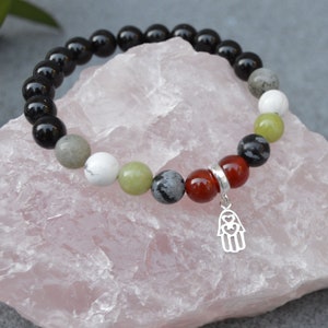 Empath Protection Bracelet- Crystal Healing Bracelet- Custom Bracelet- Sterling Silver Charm