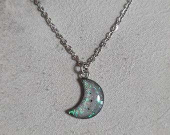 Snow Moon Dust Crescent Moon Necklace