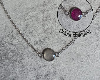 Rose Moon Small Floating Moon Necklace- Genuine Moondust- Colour changing