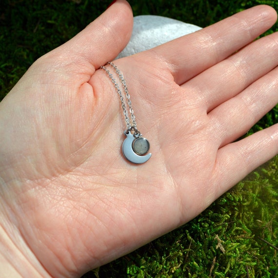 Authentic Moon Dust Crescent Series Necklace from Lunar Meteorite NWA 5000  - Etsy