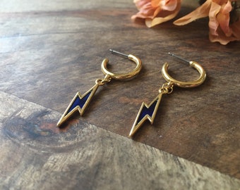 Lightning Bolt Resin Gold Hoop Örhängen: ThunderBolt Elegant Minimalistiskt Smycke