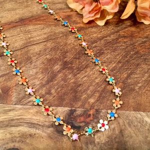 Daisy Necklace, Daisy Flower Choker, Dainty Necklace, Layered Necklace, Statement Necklace, Minimalist Choker, Daisy Chain Necklace