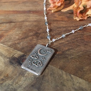 Maan tarotkaart ketting, wassende maan ketting, maanketting, maanketting, hemelse ketting, mystieke sieraden, tarotsymbool hanger, Witchy sieraden