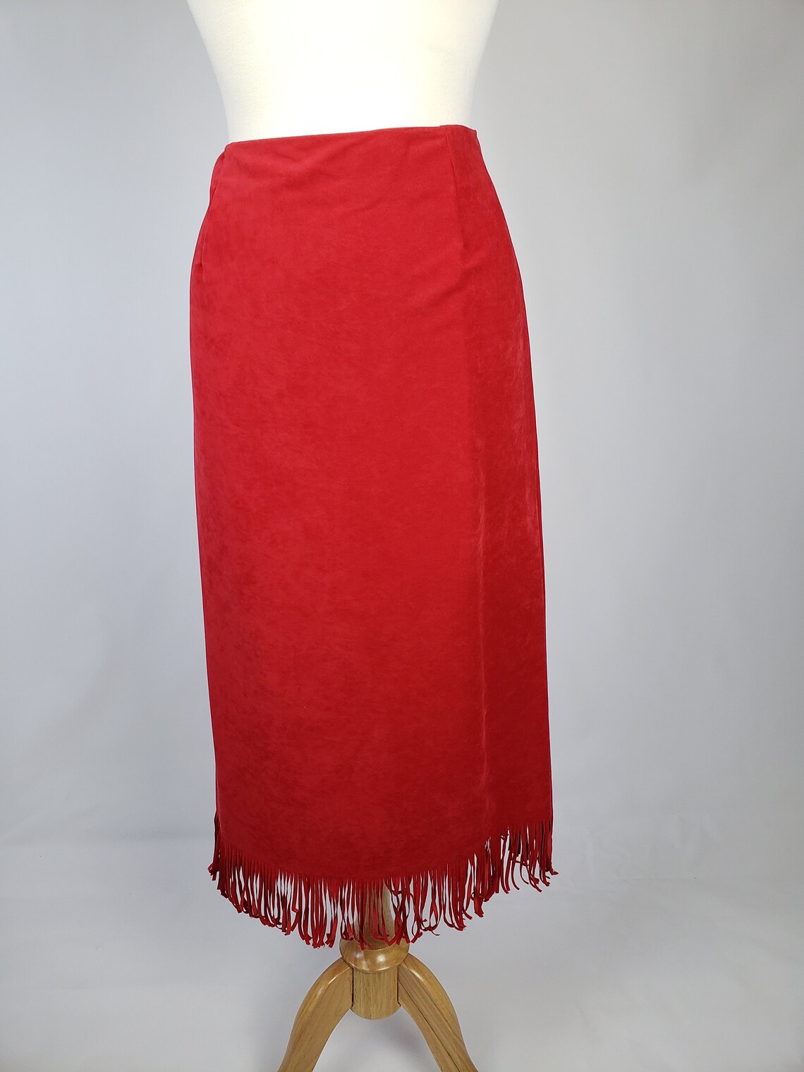 80s Vintage Boho Red Long Fringe Skirts Medium and Large Etsy