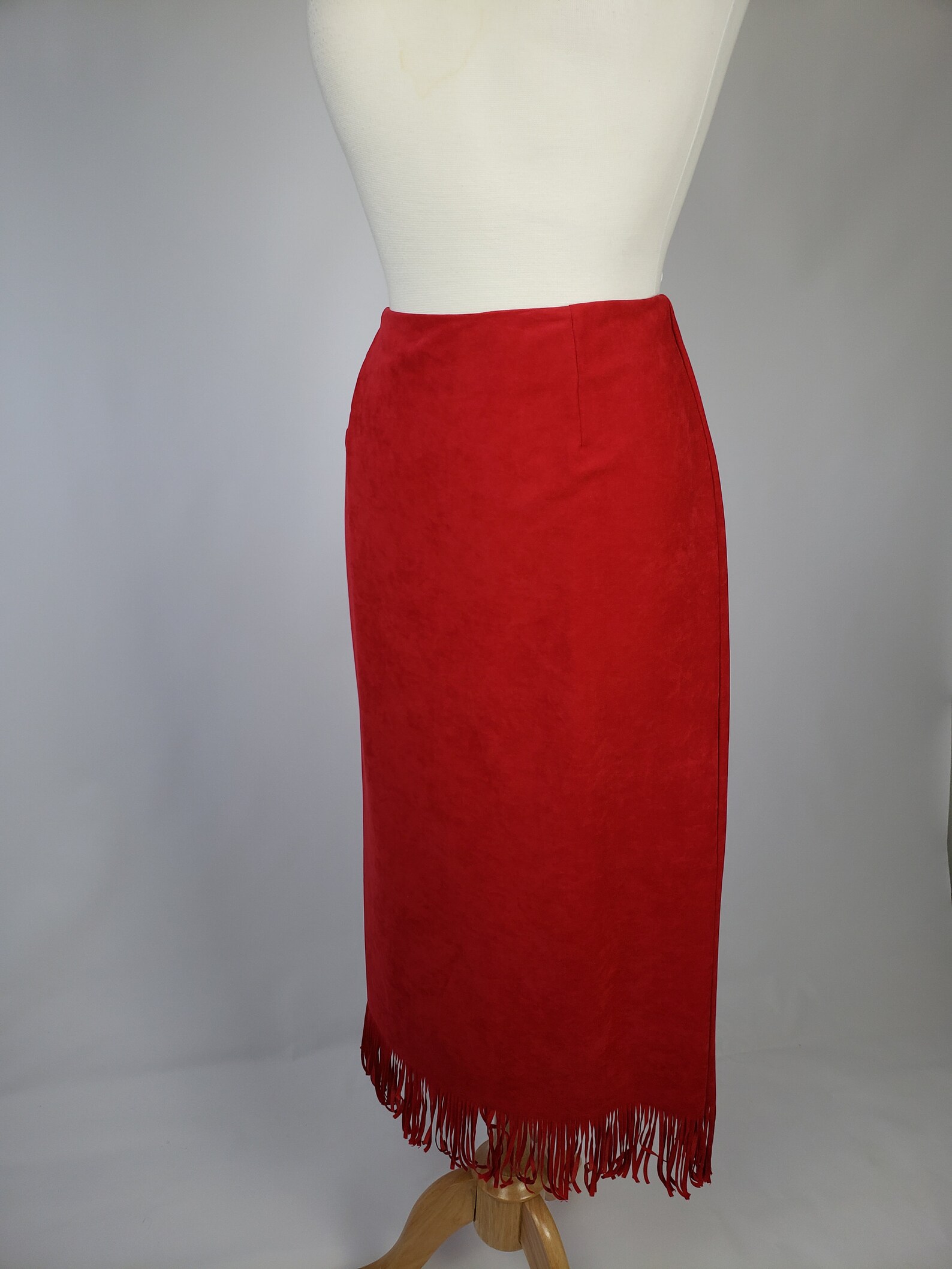 80s Vintage Boho Red Long Fringe Skirts Medium and Large Etsy