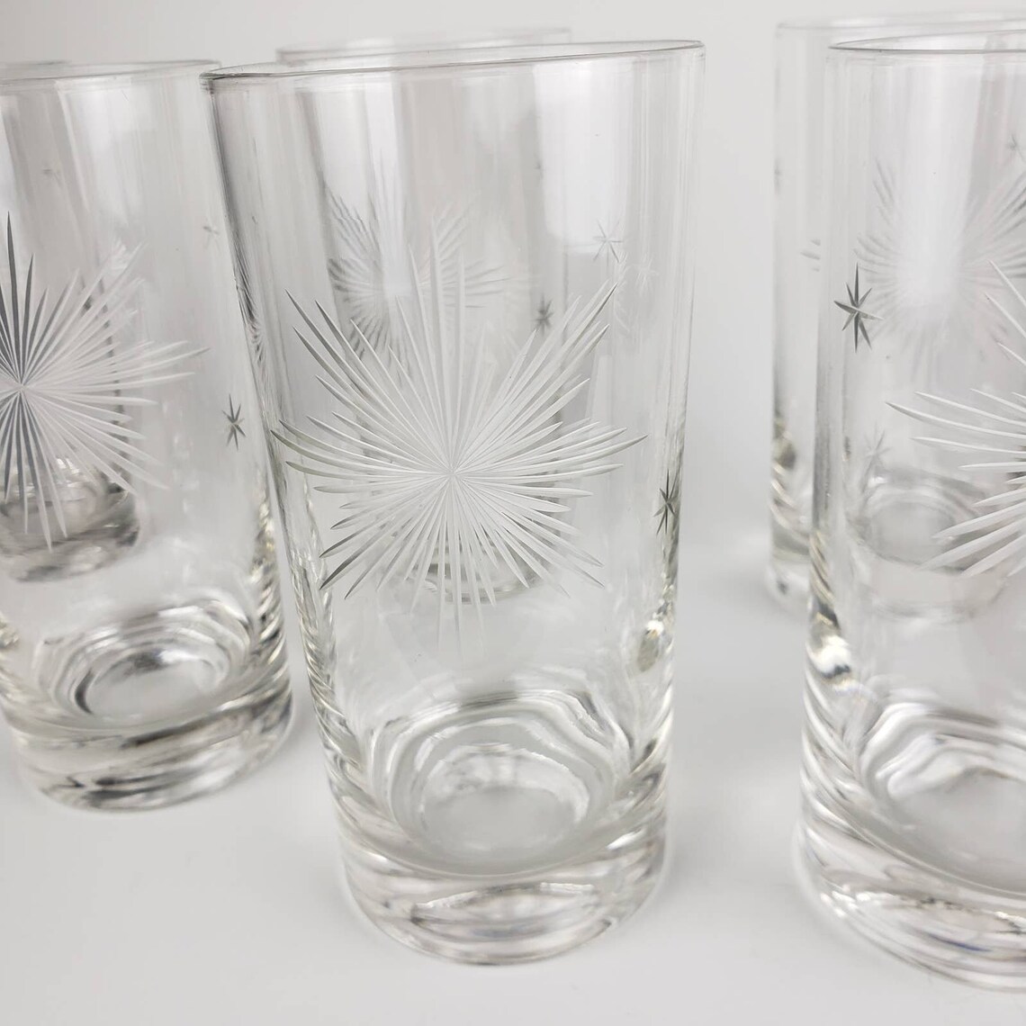 Vintage Starburst Etched Clear Glass Drinking Juice Glasses | Etsy