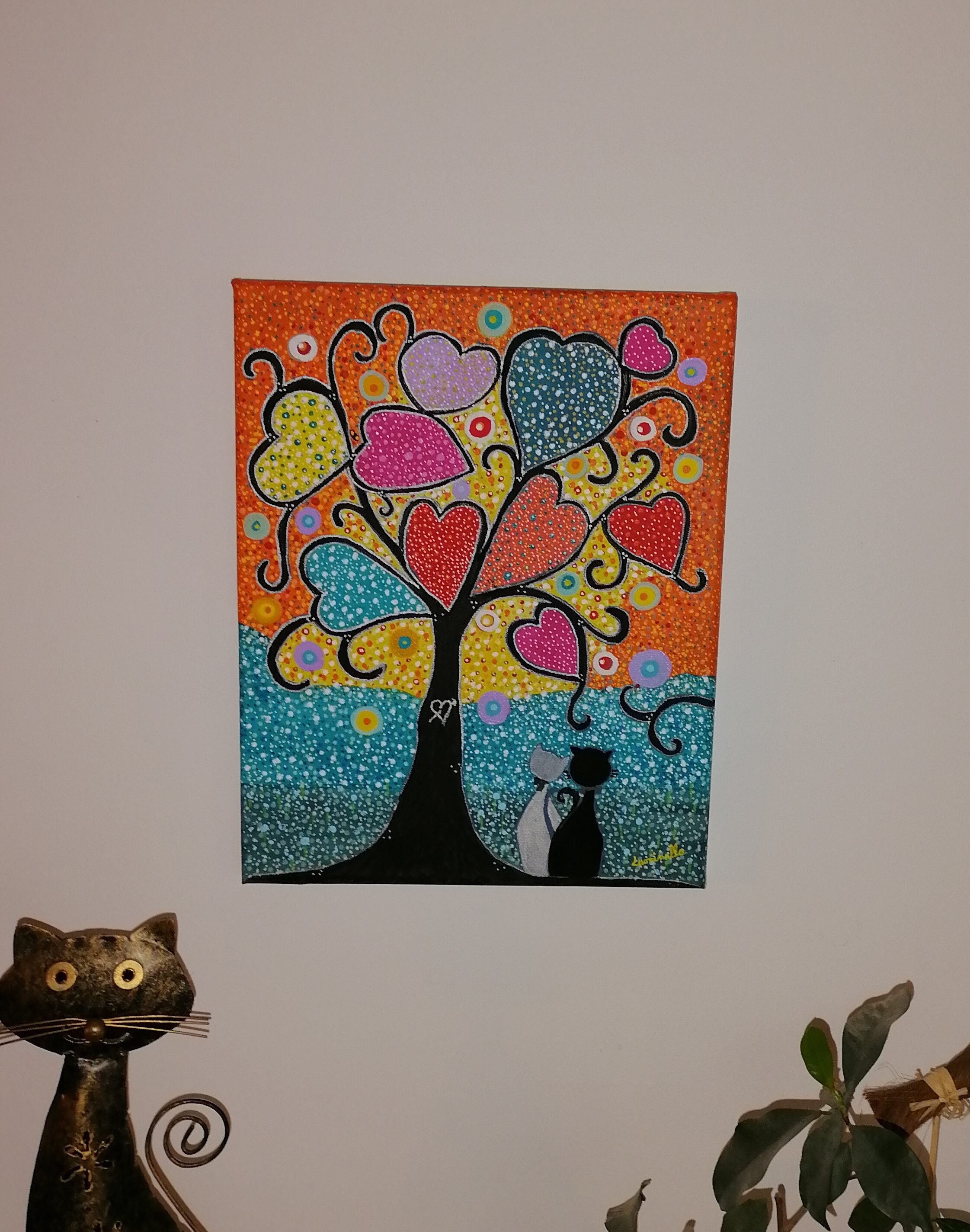 Tableau , Arbre de Vie Chats Noirs