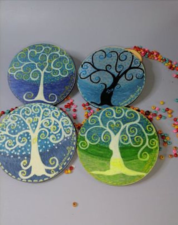 Sous Verre Bois Arbre de Vie