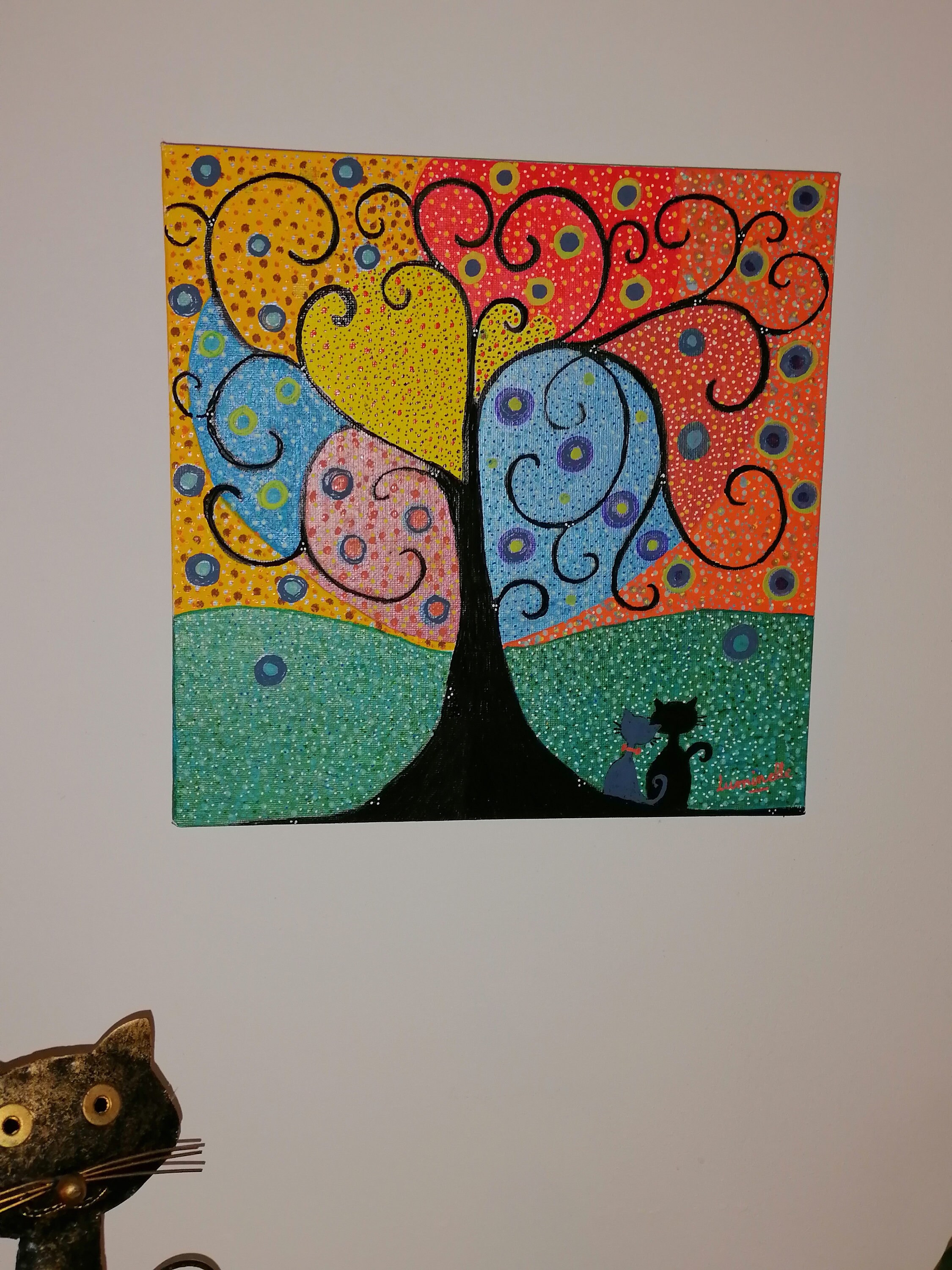 Tableau , Arbre de Vie Chats Noirs