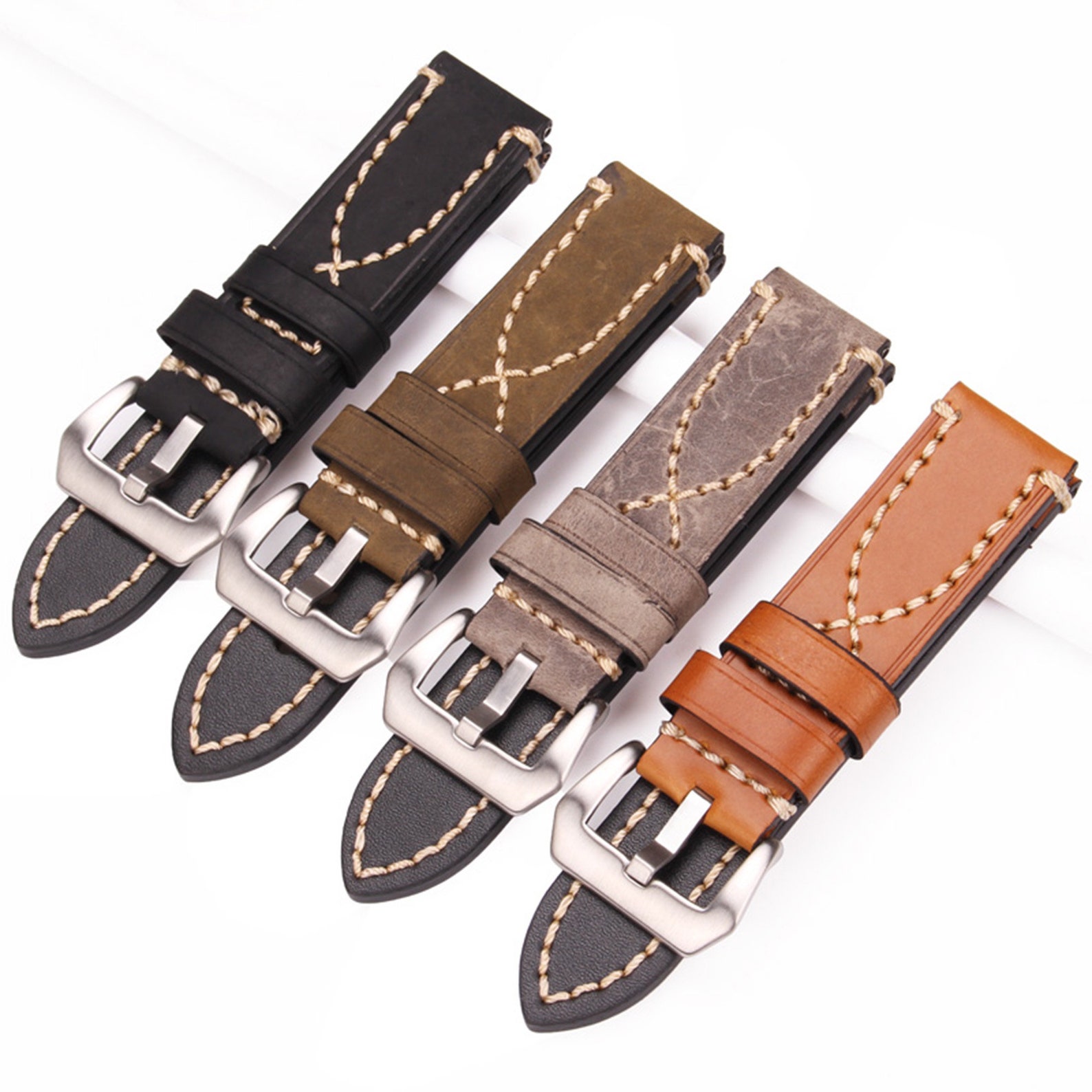 Genuine Leather Watch Band Strap Men Cowhide Thick Watchband Etsy