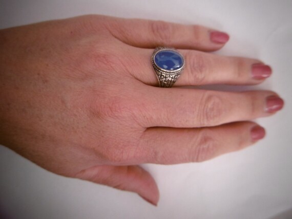 Mystischer Vintage Boho Ring mit blauem Stein , 9… - image 2