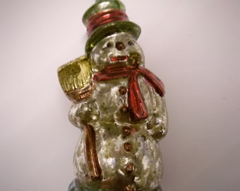 Décoration de sapin de Noël nostalgique "Bonhomme de neige", verre soufflé à la bouche