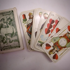 Alte Spielkarten Deutsches Reich Nr. 90 mit Werbung für Kalkstickstoff