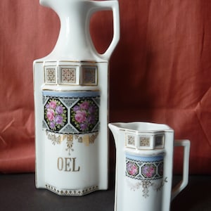 Art Nouveau porcelain oil jug and jug