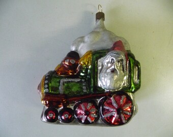 Nostalgischer Christbaumschmuck Weihnachtsschmuck aus Glas Lokomotive Eisenbahn