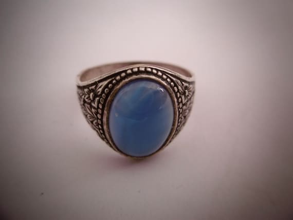Mystischer Vintage Boho Ring mit blauem Stein , 9… - image 1