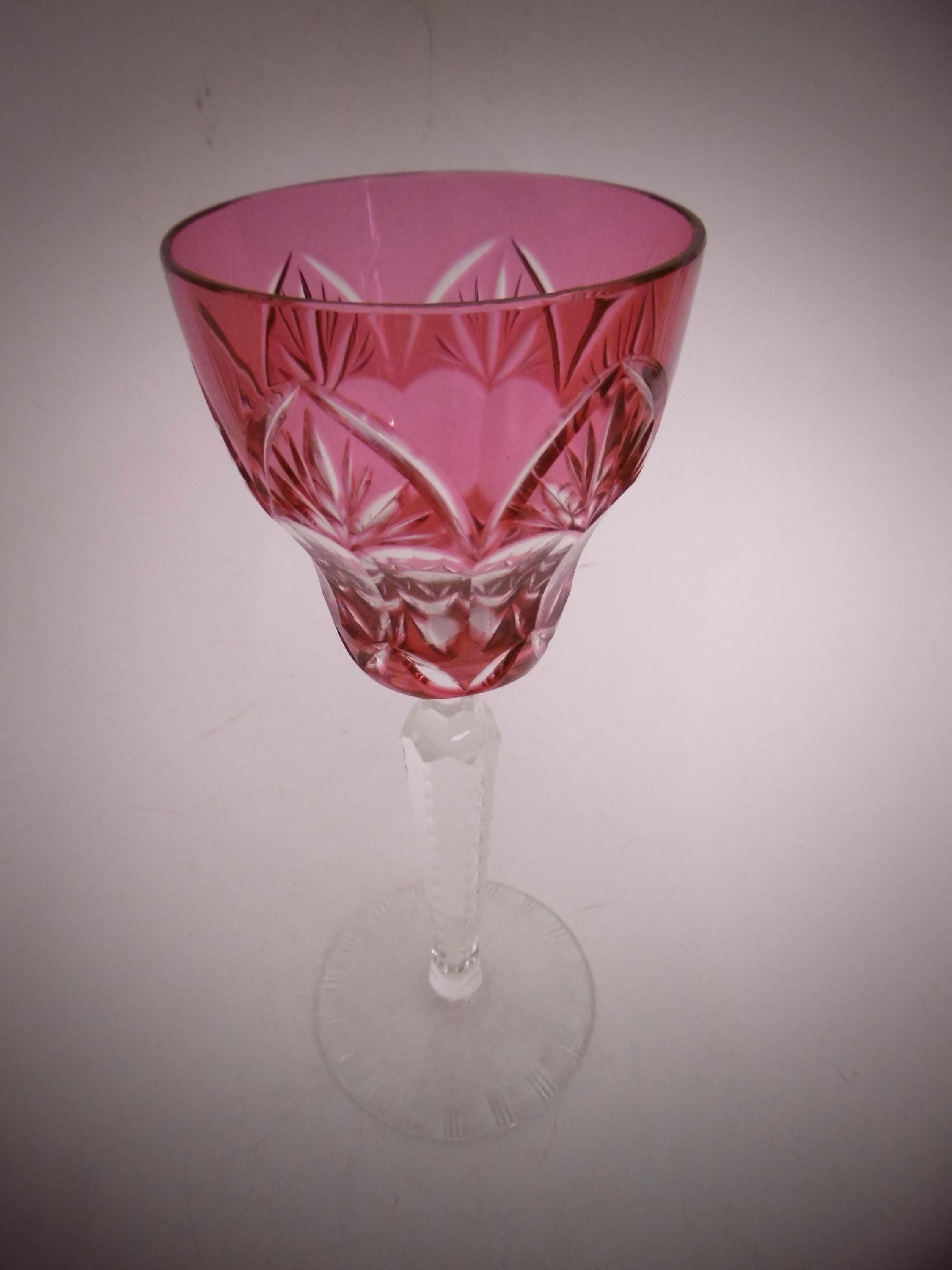 Set De 6 Verres à Vin Rouges En Cristal Au Plomb – Bohême, Gravé, Coloré