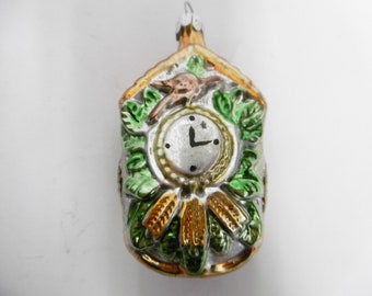 Beautiful nostalgic Christmas tree decoration &quot;Cuckoo Clock&quot;, mouth-blown, approx. 9 x 5 cm