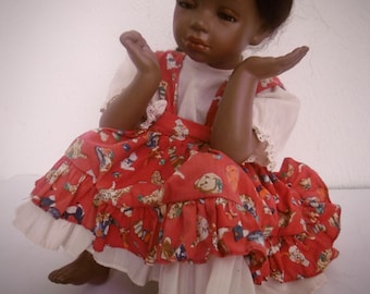 Muñeca con cabeza de porcelana dulce como el azúcar "Niña afroamericana WHITNEY" de Artisa