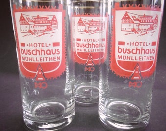 ¡¡¡Nostalgia de la RDA!!! 3 vasos de cerveza HO Hotel Buschhaus Mühlleiten, RDA