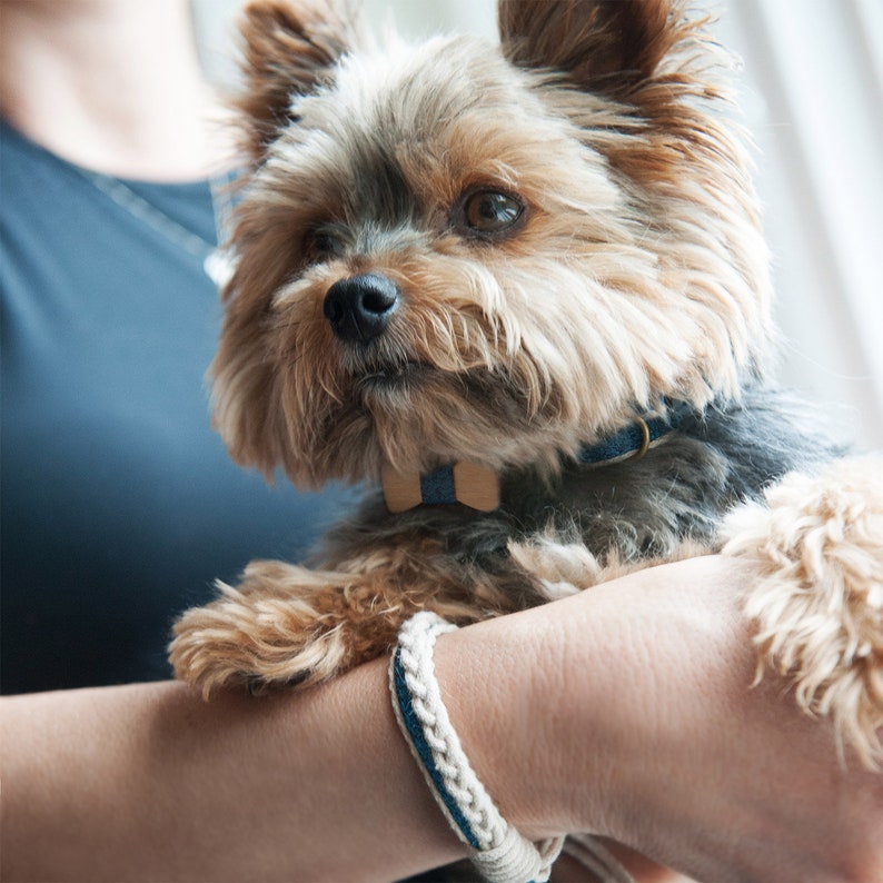 Pettsie Matching Dog Collar with Friendship Bracelet and Bow Tie, Durable Hemp for Safety, 3 Easy Adjustable Sizes, Comfortable and Soft image 5