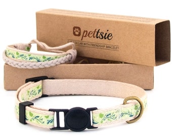 Floral Cat Collar with Breakaway Buckle & Matching Friendship Bracelet