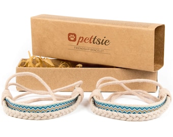 Pettsie Blue Matching Friendship Bracelets, 2 Pack Set, Easy Adjustable, 100% Cotton