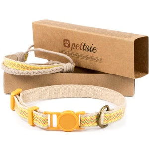 Yellow Cotton Cat Collar with Breakaway Buckle & Friendship Bracelet