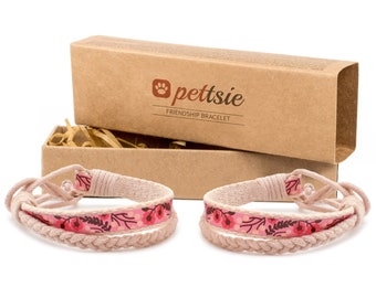 Pettsie Pink Matching Friendship Bracelets, 2 Pack Set, Easy Adjustable, 100% Cotton