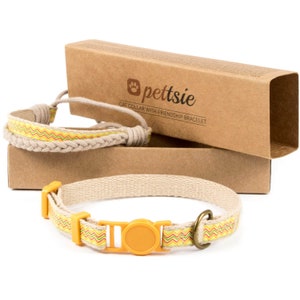 Yellow Kitten Collar: Cotton Breakaway Buckle with Friendship Bracelet