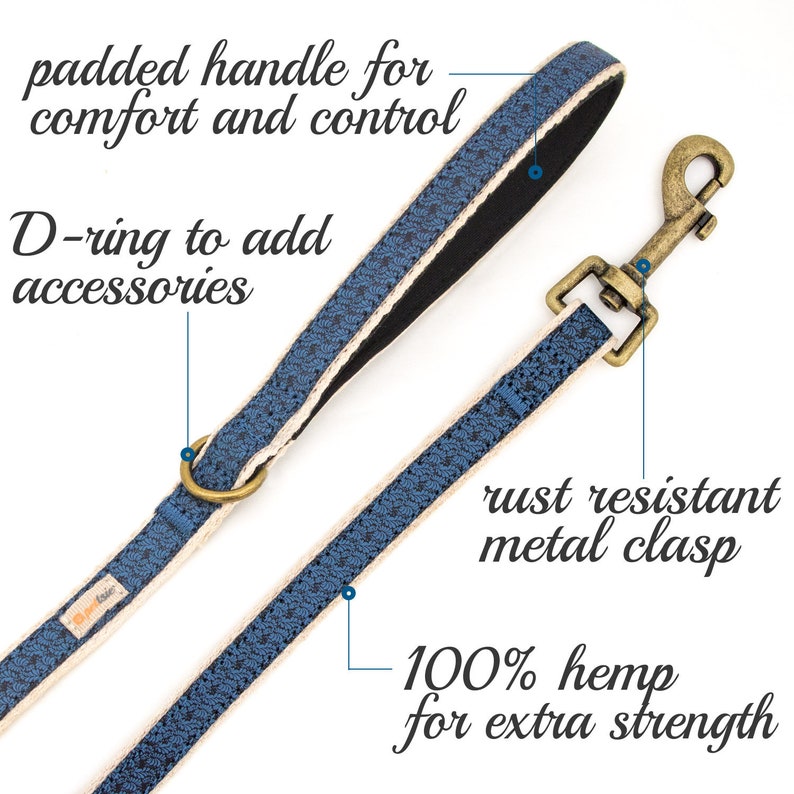 Pettsie Dog Leash Pet Made from Sturdy Durable Hemp, 5 Ft Long, Double Layer for Safety and Padded Handle for Extra Comfort and Control image 2