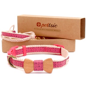 Pettsie Matching Dog Collar with Friendship Bracelet and Bow Tie, Durable Hemp for Safety, 3 Easy Adjustable Sizes, Comfortable and Soft image 9