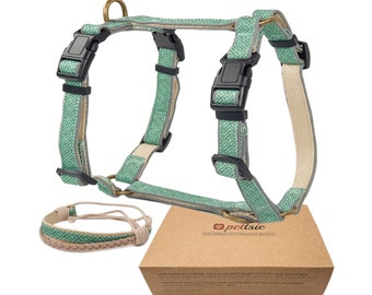 Pettsie No-Pull No-Choke Reflective Dog Harness & Owner Friendship Bracelet, Gift Box Included, Durable Hemp for Safety, 3 Adjustable Sizes