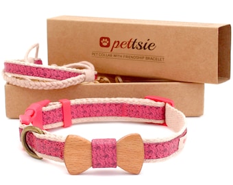 Matching Dog Collar, Friendship Bracelet & Bow Tie: Hemp Pet Set